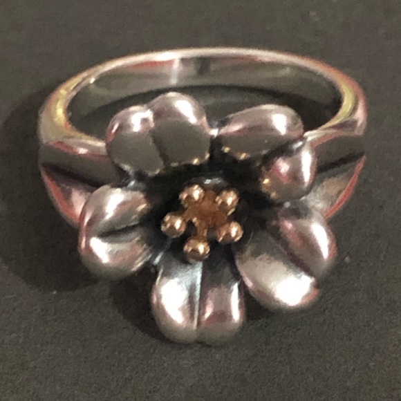 James Avery Retired Sterling & 18 K Gold Ring Size 7 - Picture 9 of 9